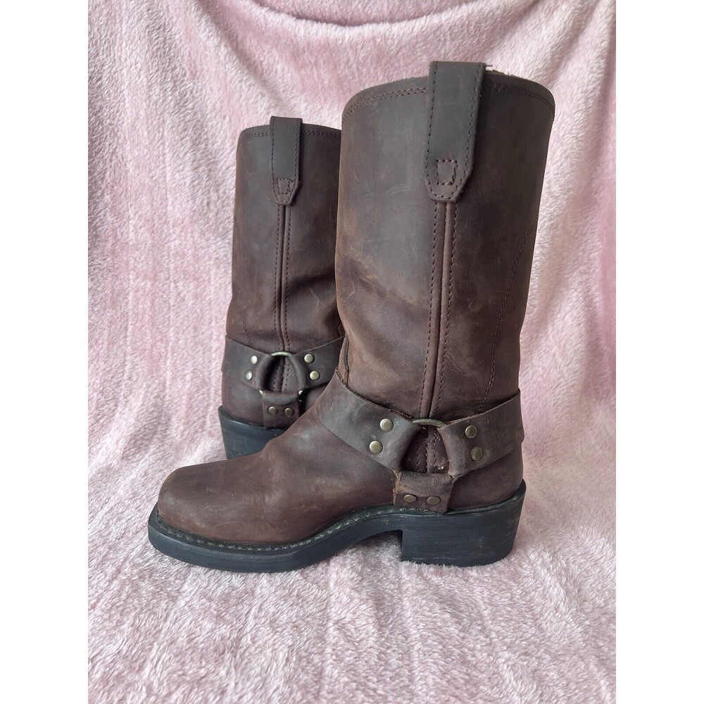 Dingo Motorcycle Boots Harness Square Toe Gaucho Nutty Mule Brown Leather Size 7